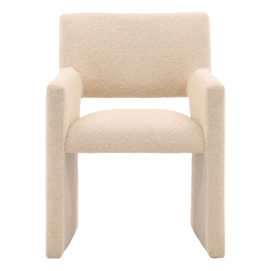 Larsen Sand Boucle Dining Chair, front view