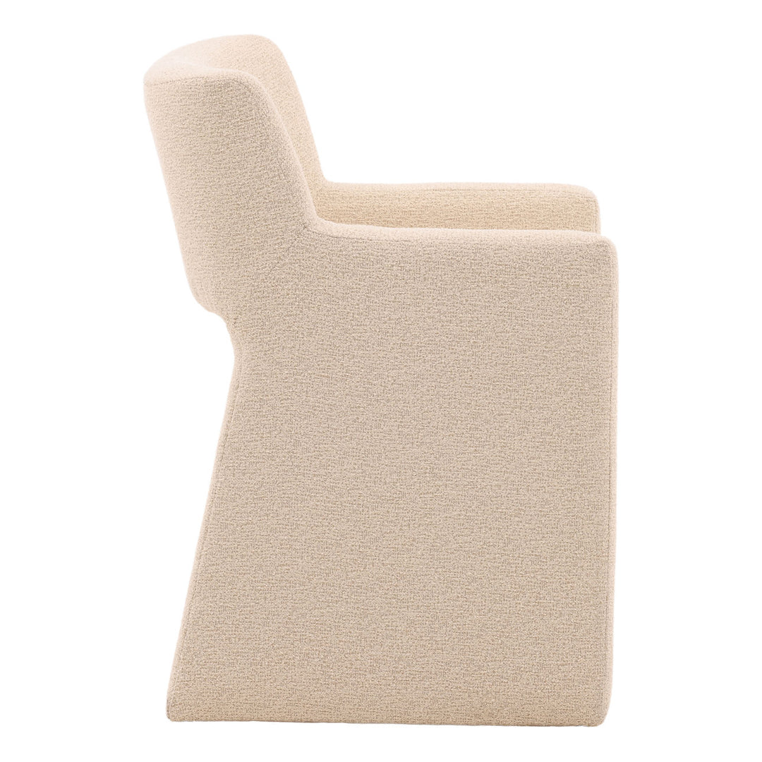 Larsen Sand Boucle Dining Chair, profile view