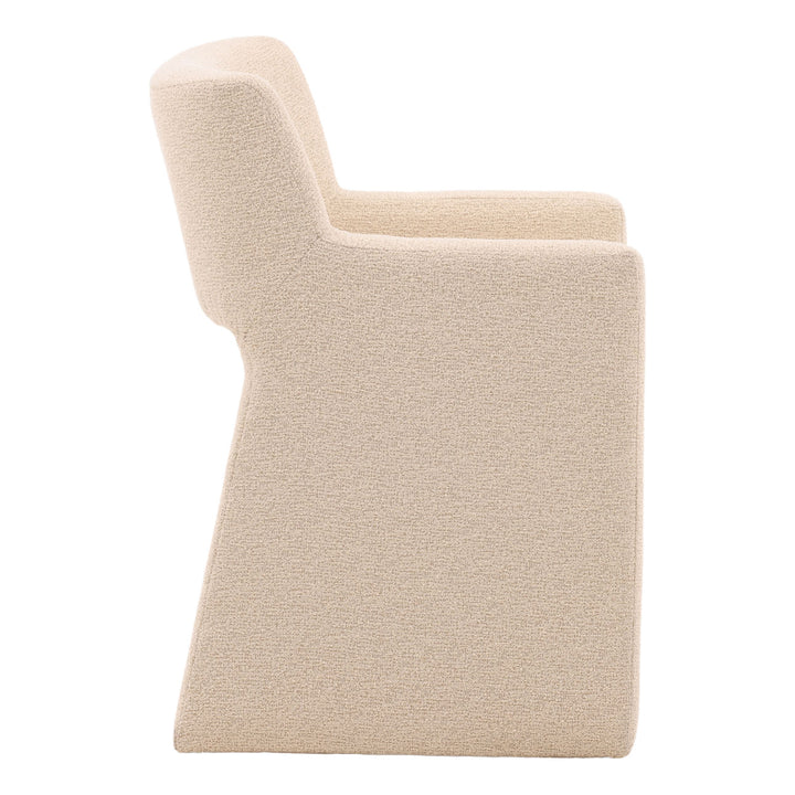 Larsen Sand Boucle Dining Chair, profile view