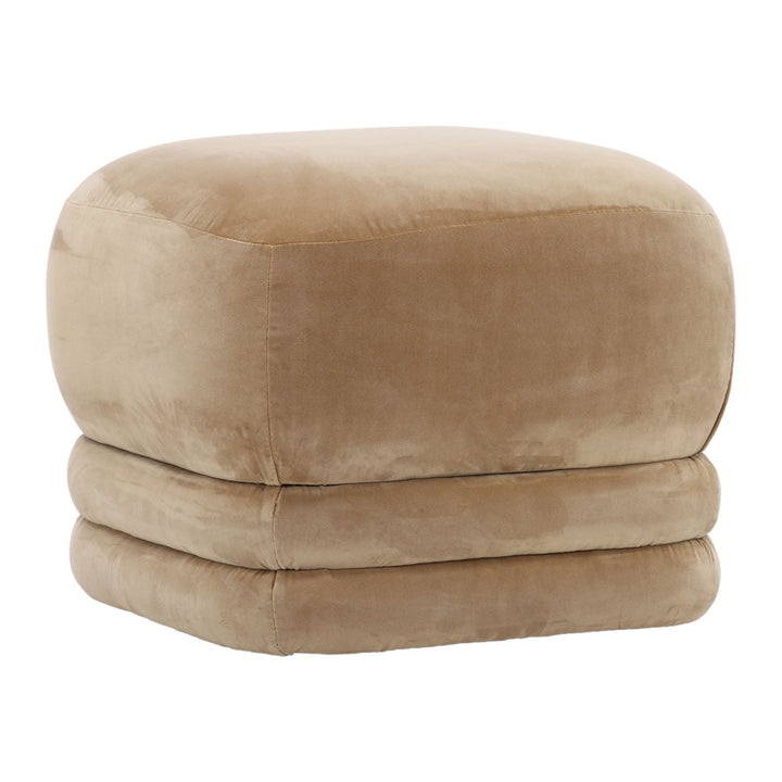 Maia Velvet Ottoman, three-quarter studio view