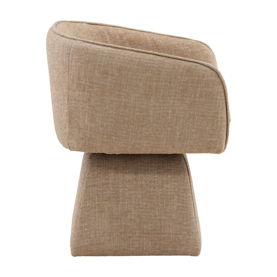 Joni Performance Basketweave Dining Chair, Lola Camel, profile view