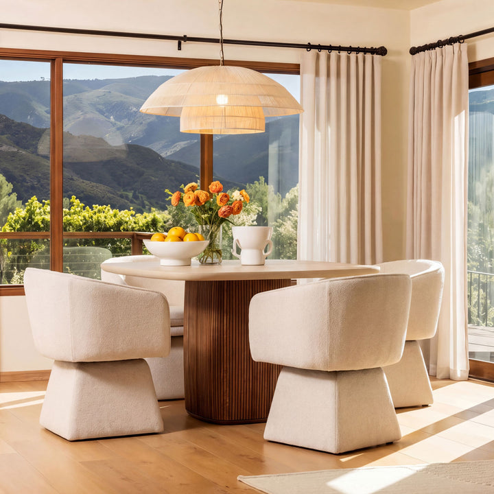 Joni Performance Basketweave Dining Chair, Lola Cream, lifestyle view