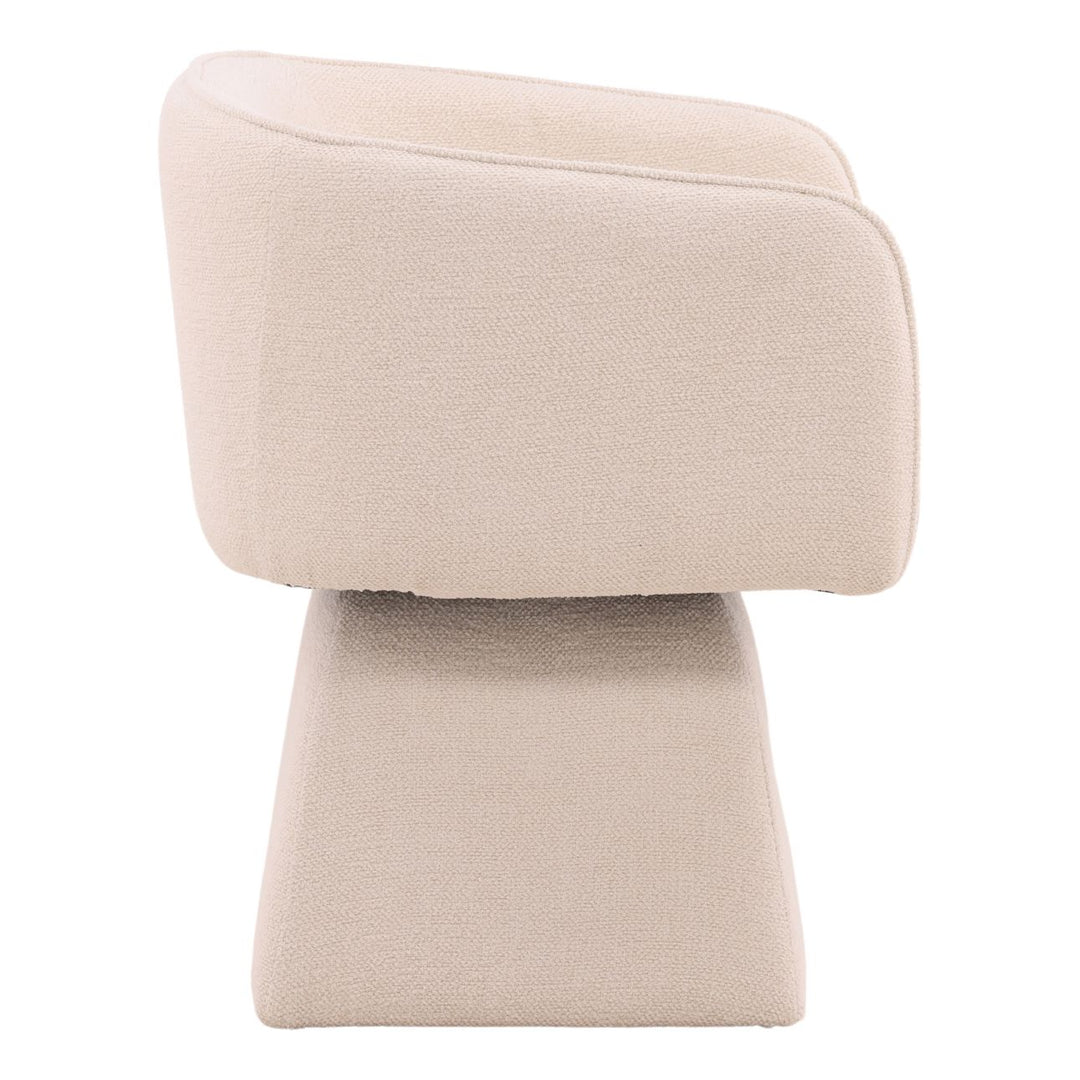 Joni Performance Basketweave Dining Chair, Lola Cream, profile view