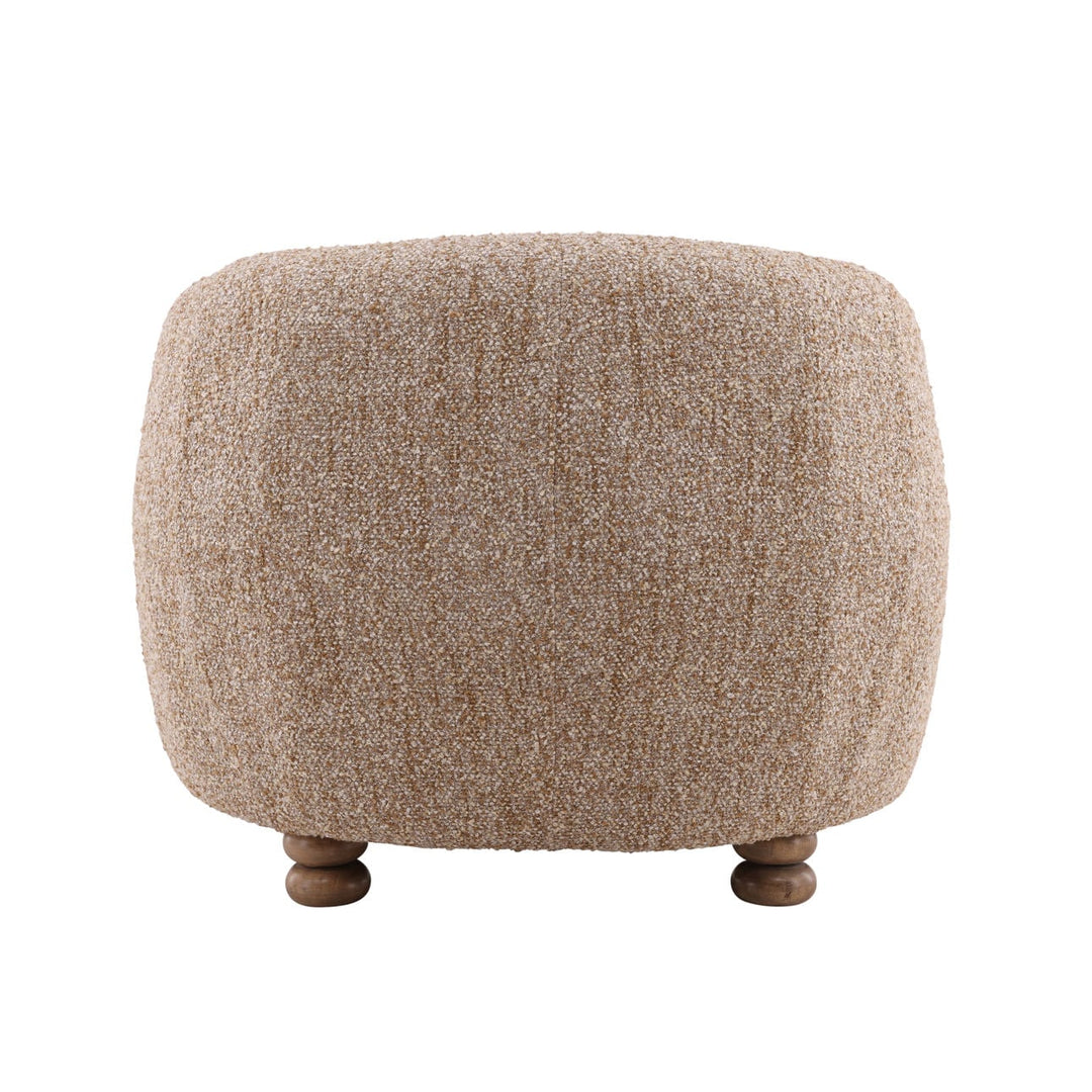 Pegelle Latte Boucle Wood Frame Lounge Chair, back view