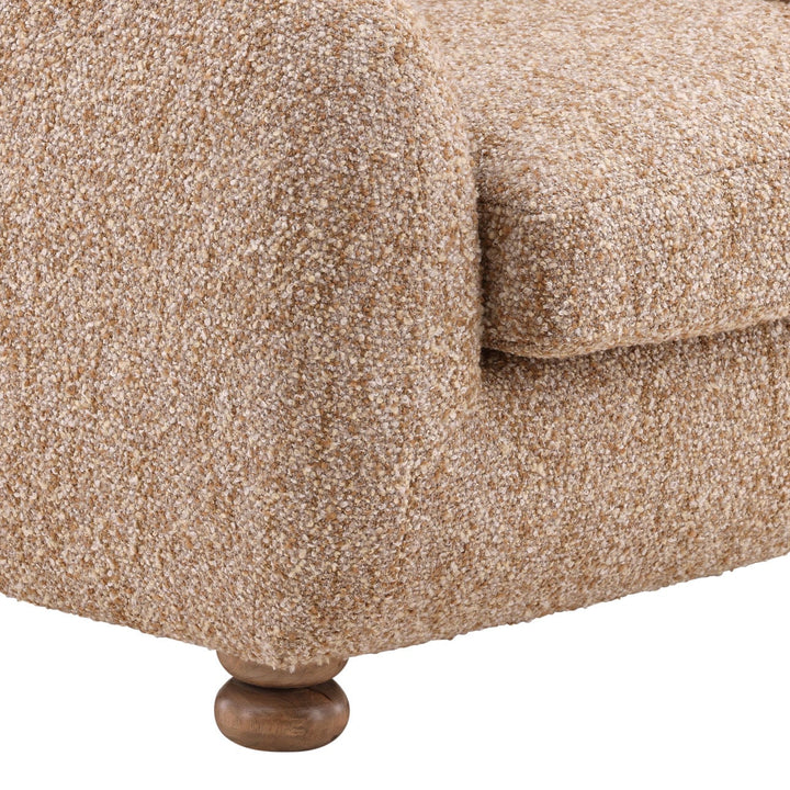 Pegelle Latte Boucle Wood Frame Lounge Chair, detail 2 view