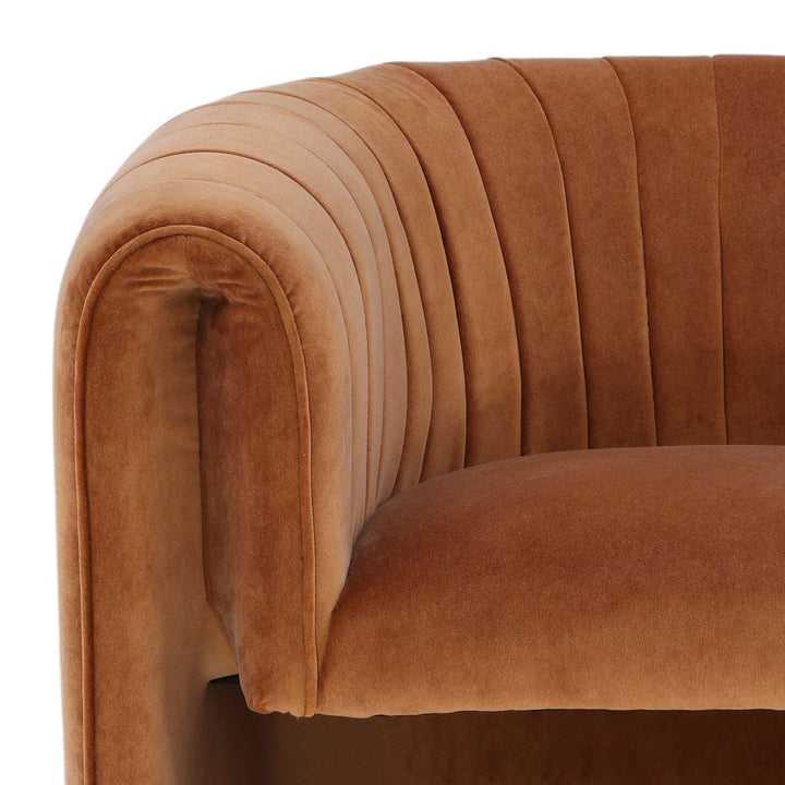 Bexley Velvet Lounge Chair, Ginger, detail 2 view