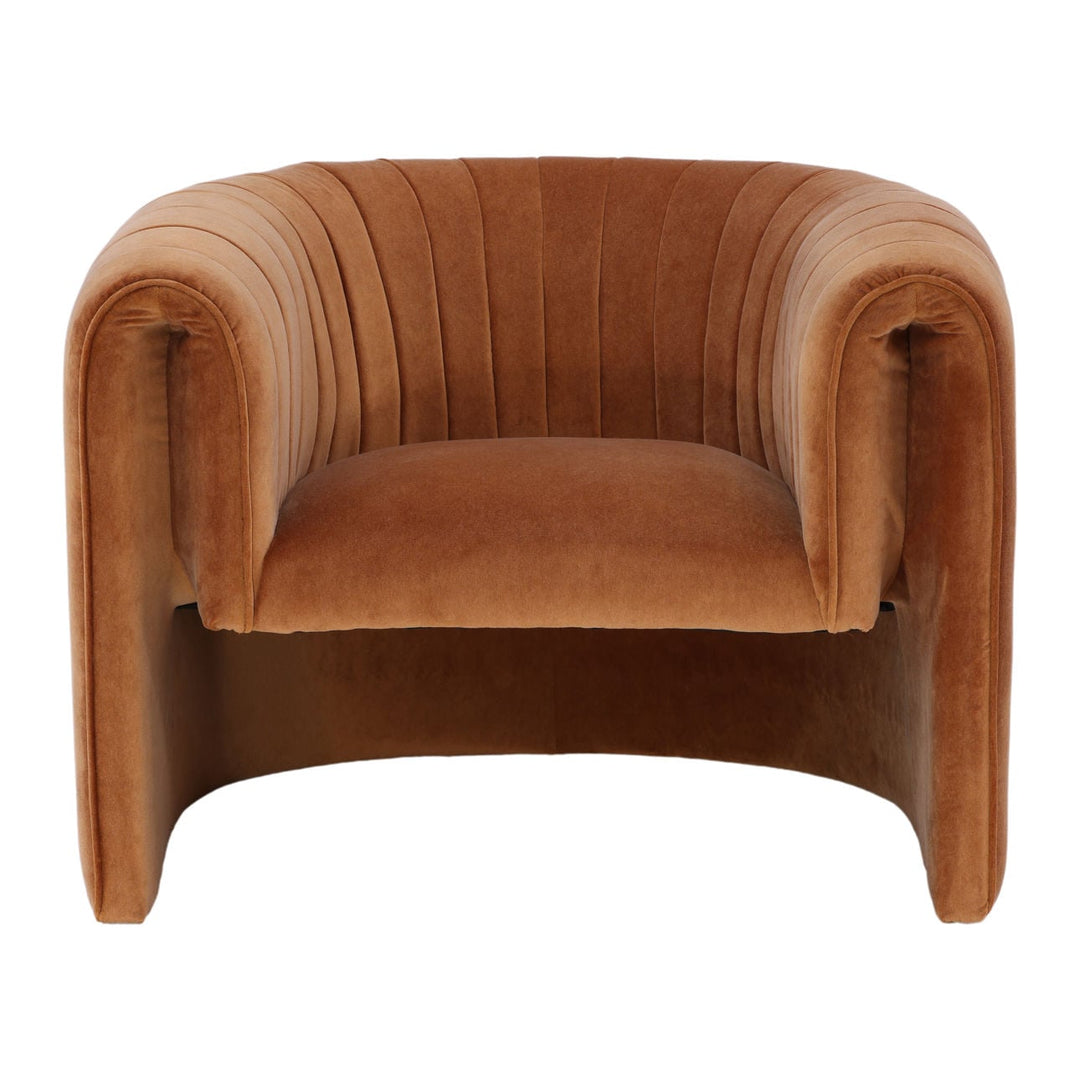 Bexley Velvet Lounge Chair, Ginger, front view
