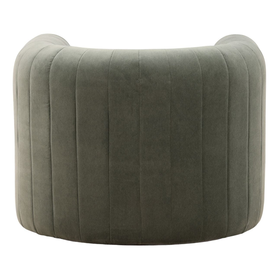 Bexley Velvet Lounge Chair, Green, back view