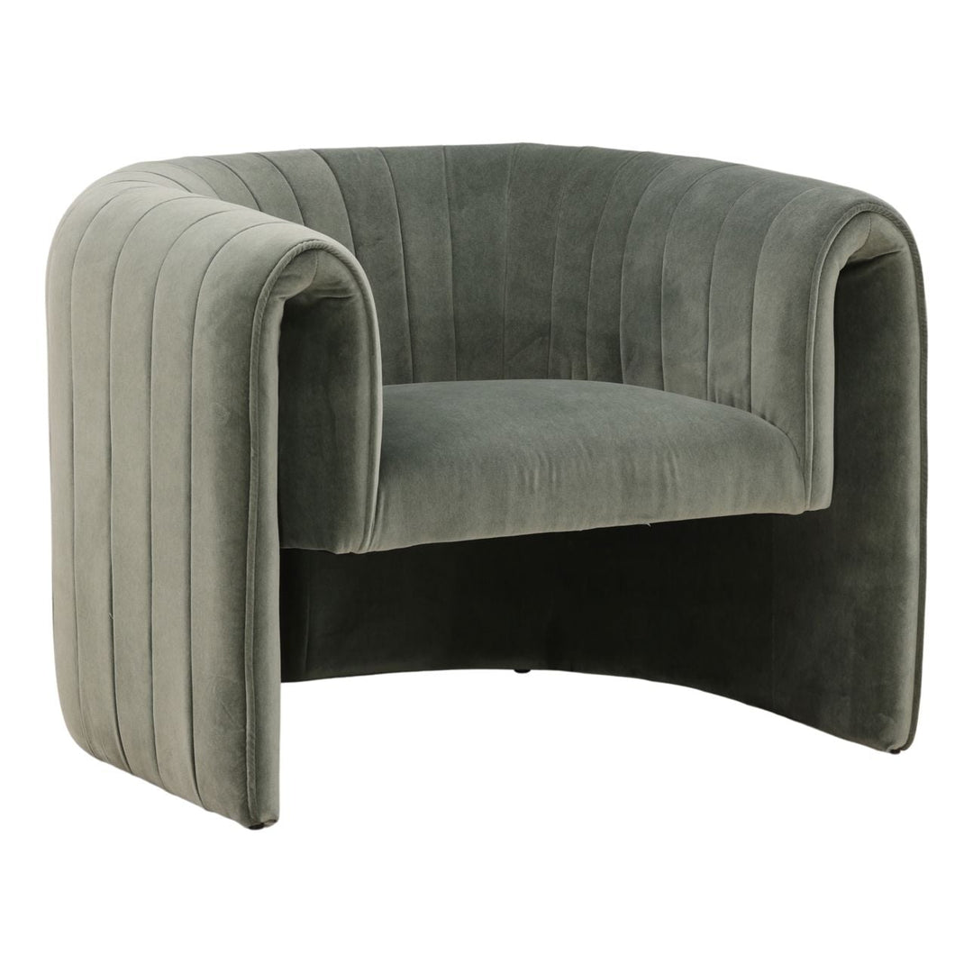 Bexley Velvet Lounge Chair, Green, three-quarter studio view
