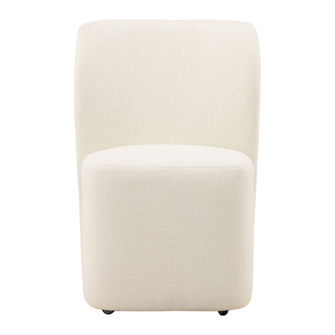 Saira Upholstered Dining Chair, Field Cream Tweed, front view