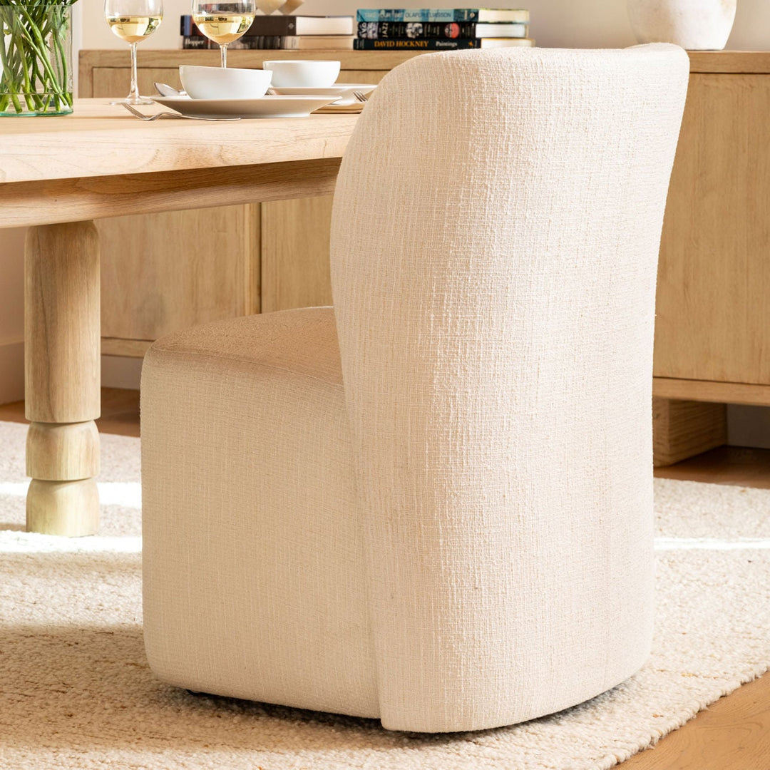 Saira Upholstered Dining Chair, Field Cream Tweed, lifestyle view