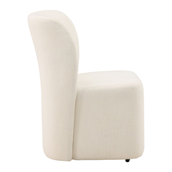 Saira Upholstered Dining Chair, Field Cream Tweed, profile view
