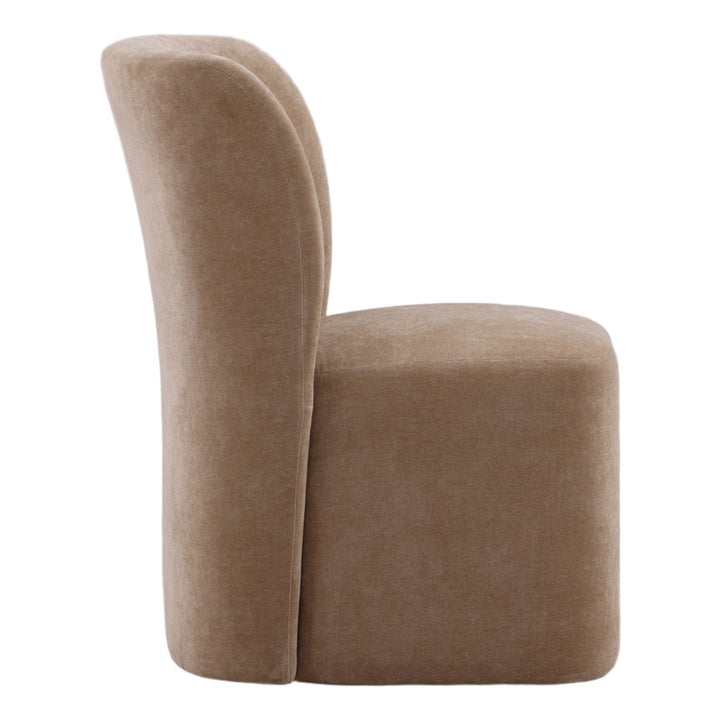Saira Upholstered Dining Chair, Sand Velvet, profile view