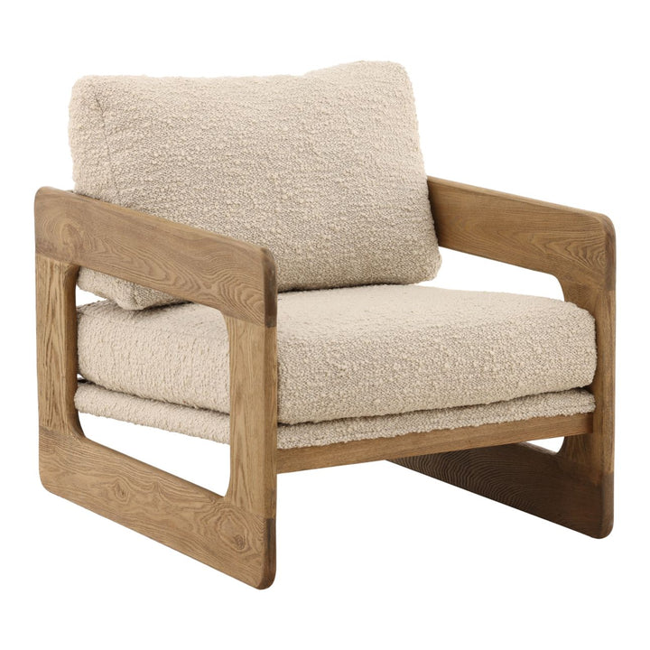 Malina Upholstered Ash Lounge Chair, Birch, three-quarter studio view