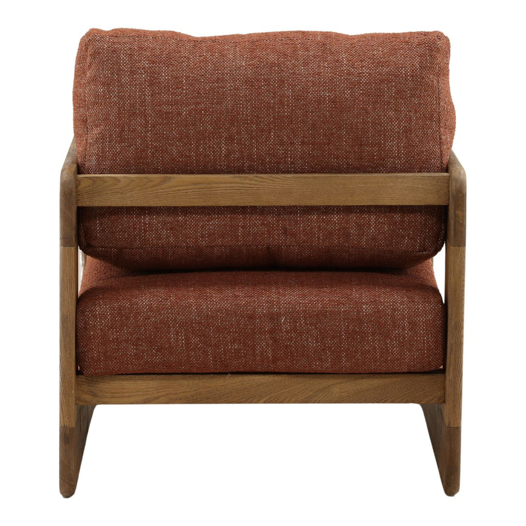 Malina Upholstered Ash Lounge Chair, Brown, back view