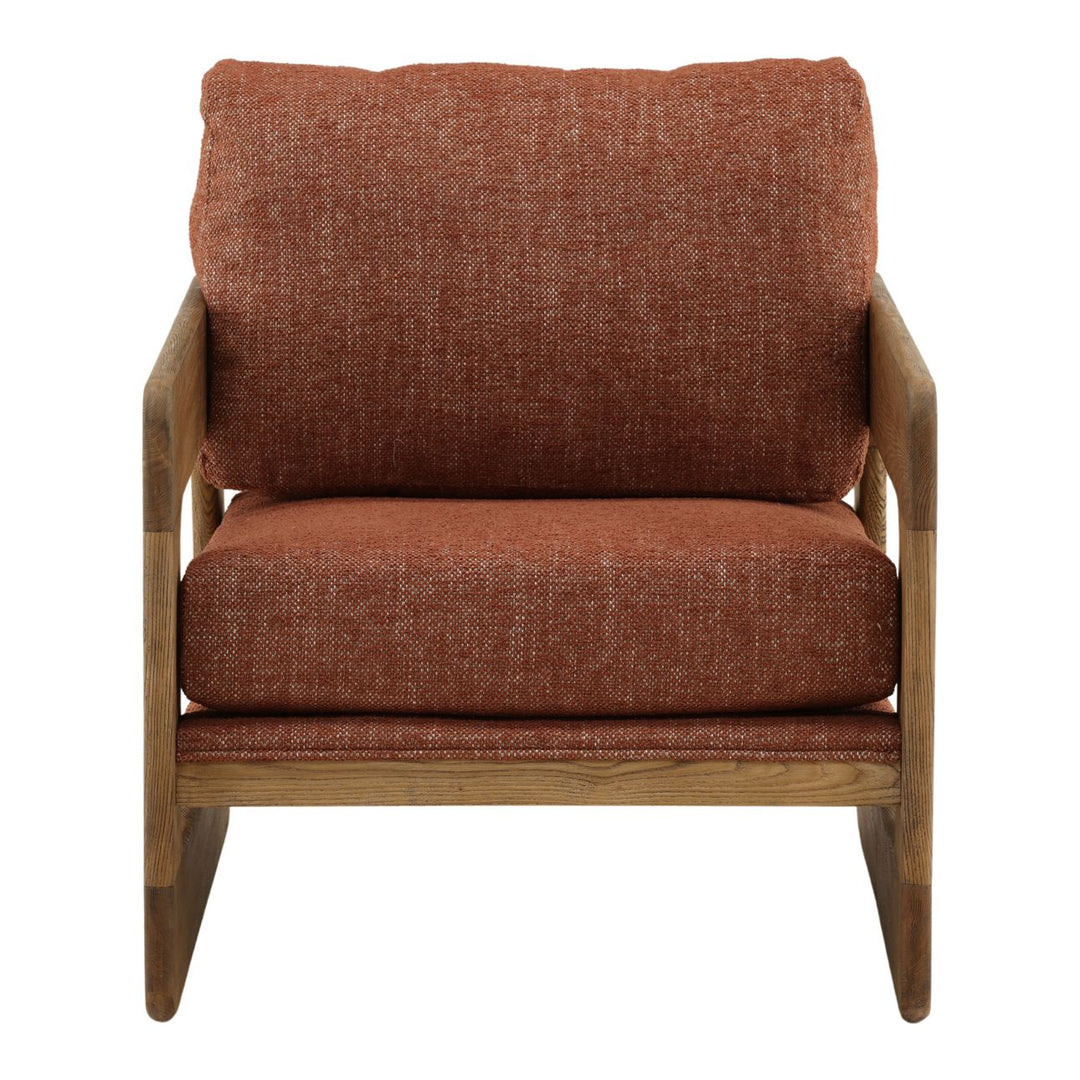 Malina Upholstered Ash Lounge Chair, Brown, front view
