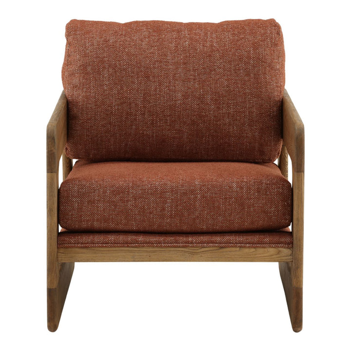 Malina Upholstered Ash Lounge Chair, Brown, front view
