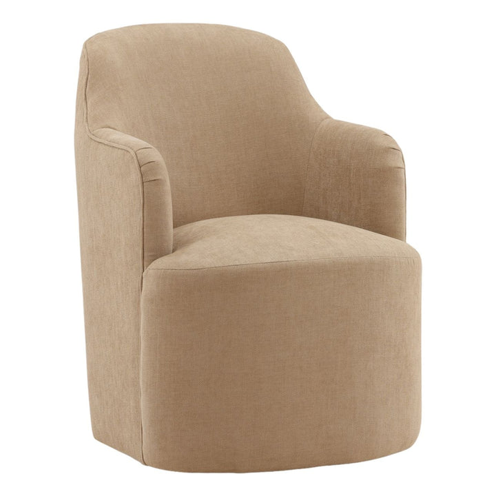 London Performance Fabric Dining Chair, Camel Velvet, three-quarter studio view