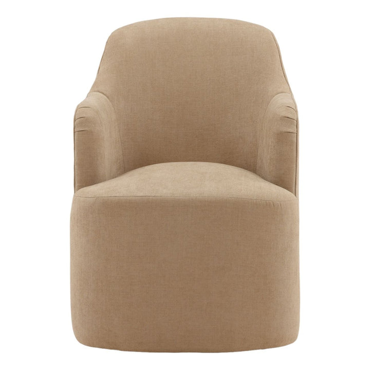 London Performance Fabric Dining Chair, Camel Velvet, front view