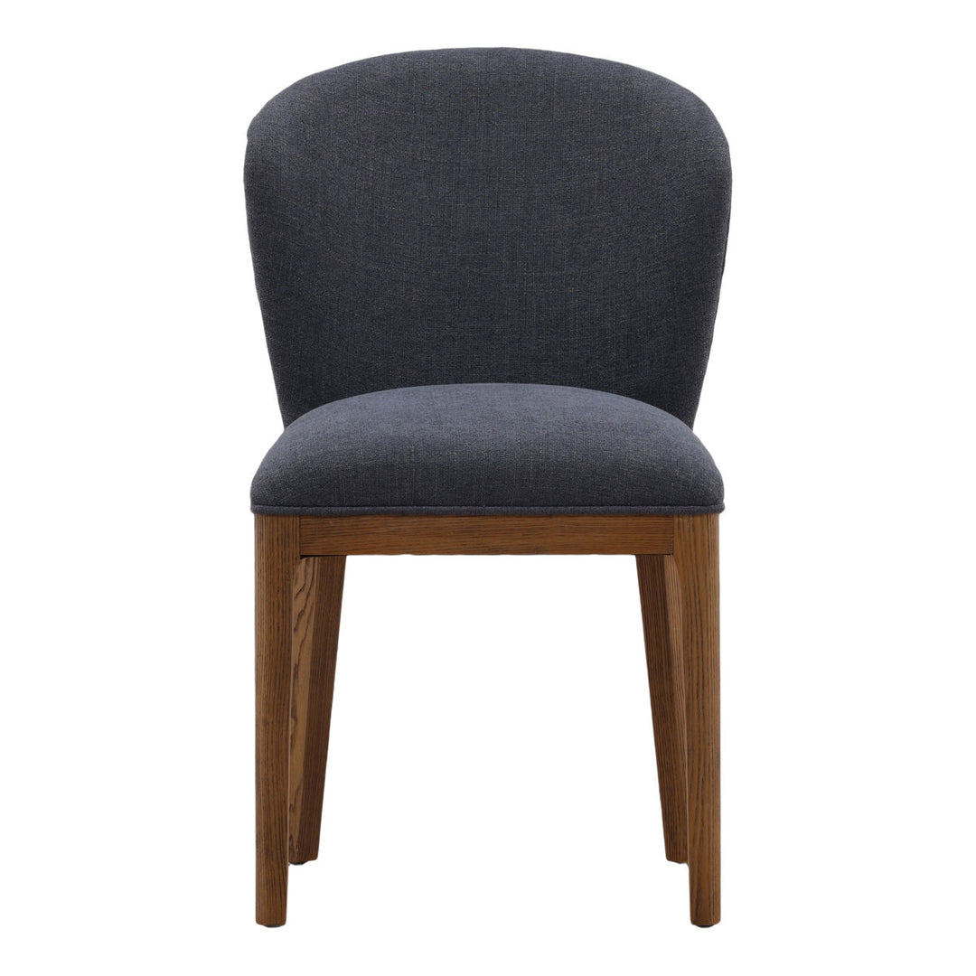Kailin Upholstered Ash Dining Chair, Dark Blue Woven, front view