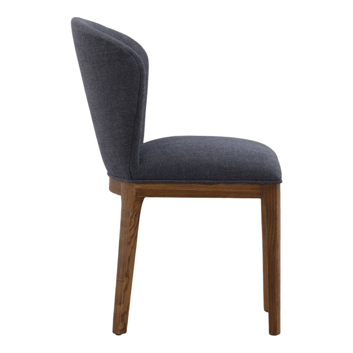 Kailin Upholstered Ash Dining Chair, Dark Blue Woven, profile view