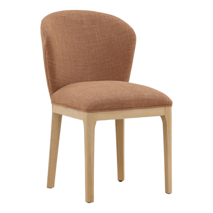 Kailin Upholstered Ash Dining Chair, Rose Tweed, three-quarter studio view