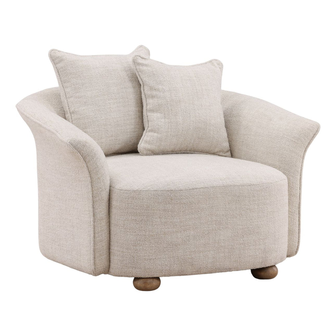 Zalen Cream Boucle Lounge Chair, three-quarter studio view