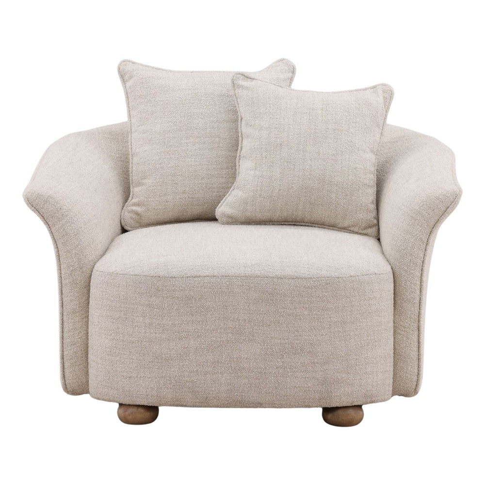 Zalen Cream Boucle Lounge Chair, front view