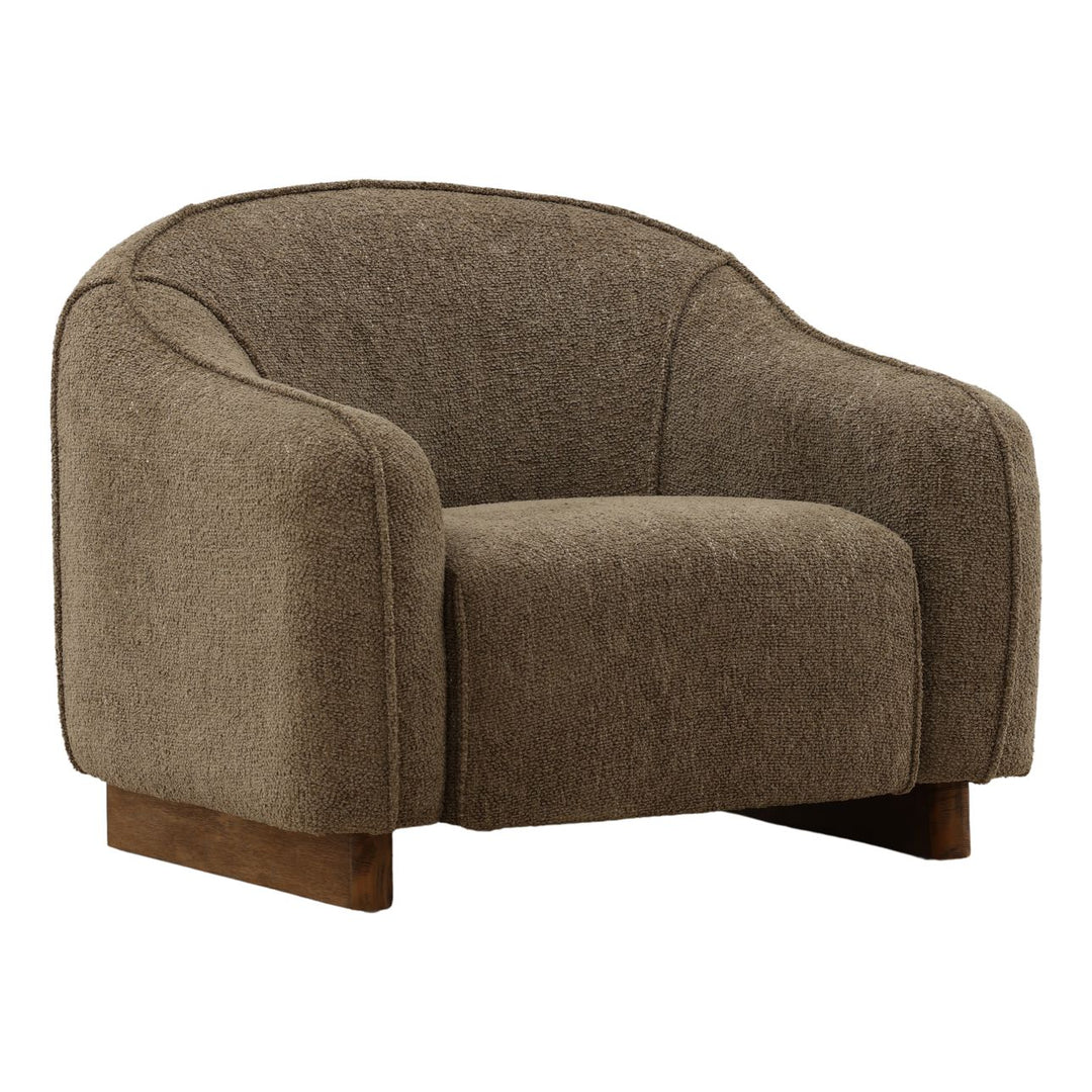 Quinnell Green Chenille Lounge Chair, three-quarter studio view