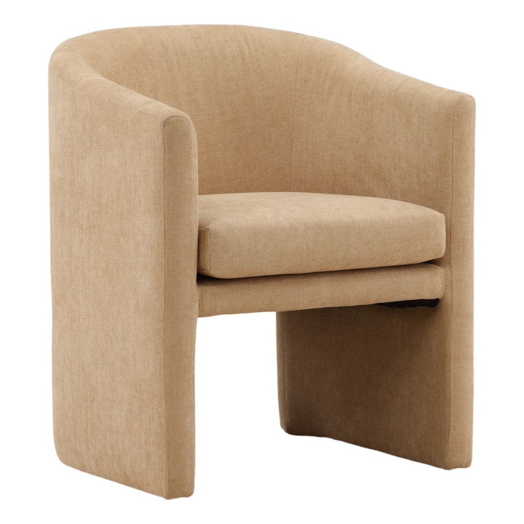 Georgie Upholstered Dining Chair, Camel Velvet, three-quarter studio view