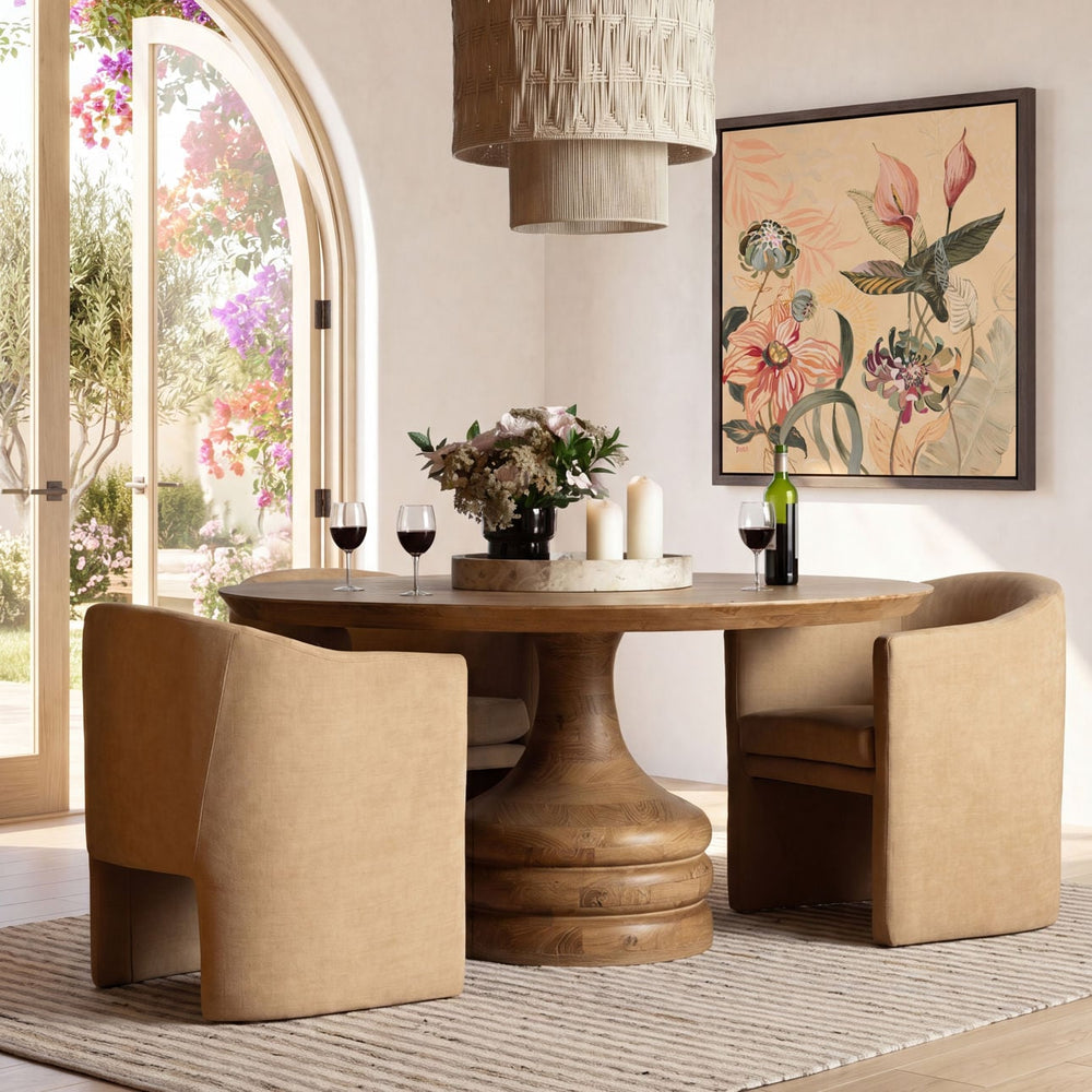 Georgie Upholstered Dining Chair, Camel Velvet, lifestyle view