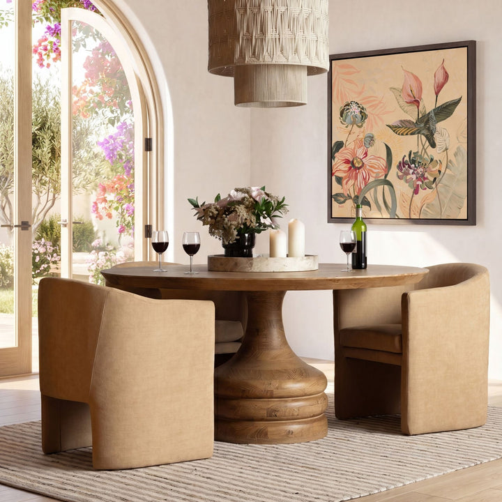 Georgie Upholstered Dining Chair, Camel Velvet, lifestyle view