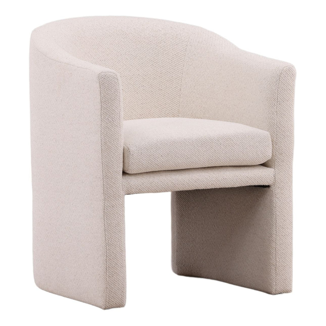 Georgie Upholstered Dining Chair, Cream Linen Blend, three-quarter studio view