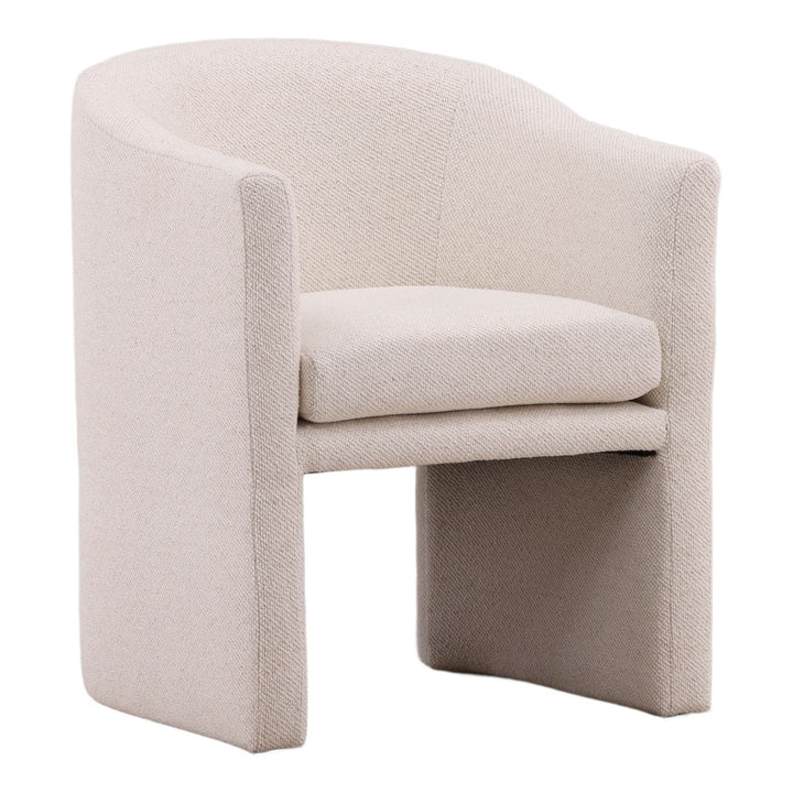 Georgie Upholstered Dining Chair, Cream Linen Blend, three-quarter studio view