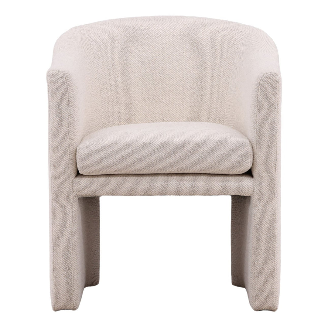 Georgie Upholstered Dining Chair, Cream Linen Blend, front view