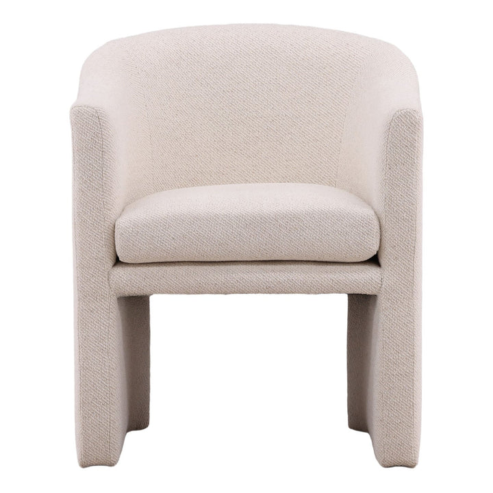 Georgie Upholstered Dining Chair, Cream Linen Blend, front view