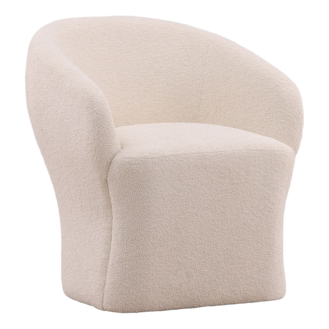 Alina Chenille Dining Chair, Cream, three-quarter studio view