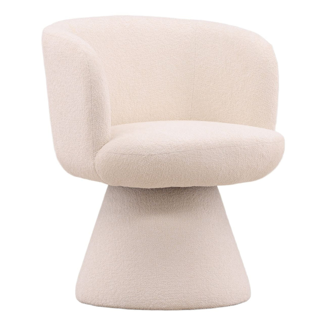 Mira Chenille Dining Chair, Cream Chunky Chenille, three-quarter studio view