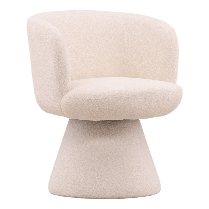 Mira Chenille Dining Chair, Cream Chunky Chenille, three-quarter studio view