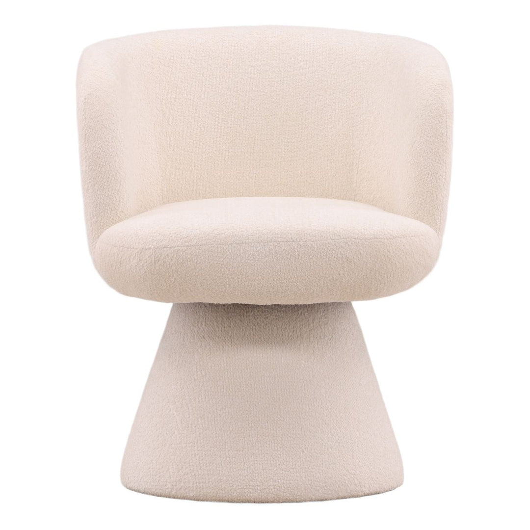 Mira Chenille Dining Chair, Cream Chunky Chenille, front view