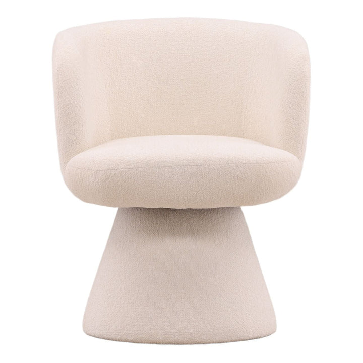 Mira Chenille Dining Chair, Cream Chunky Chenille, front view