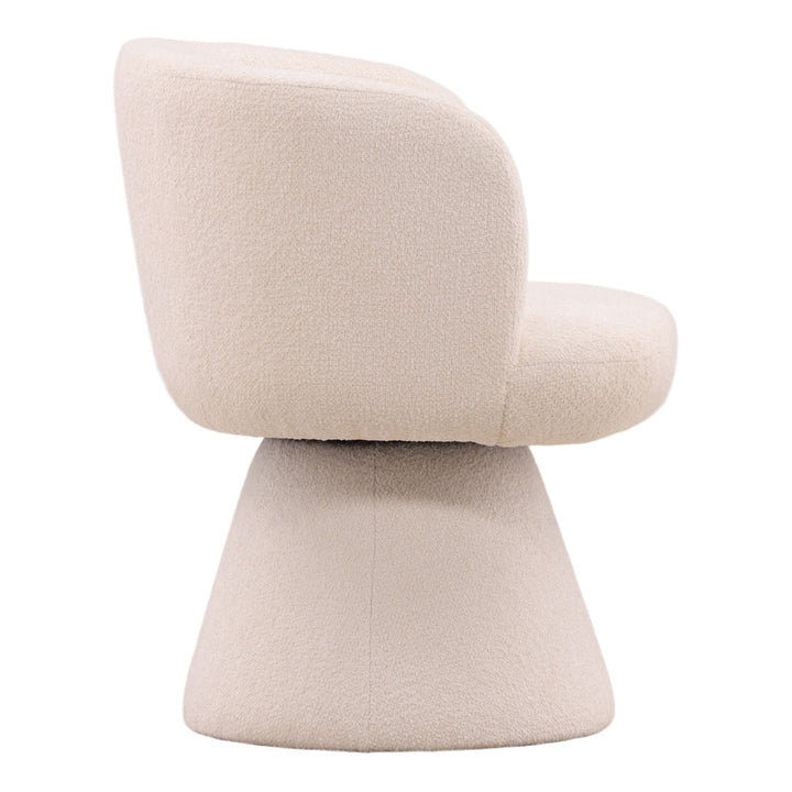Mira Chenille Dining Chair, Cream Chunky Chenille, profile view