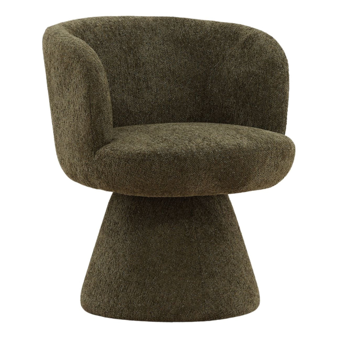 Mira Chenille Dining Chair, Green Woven Chenille, three-quarter studio view
