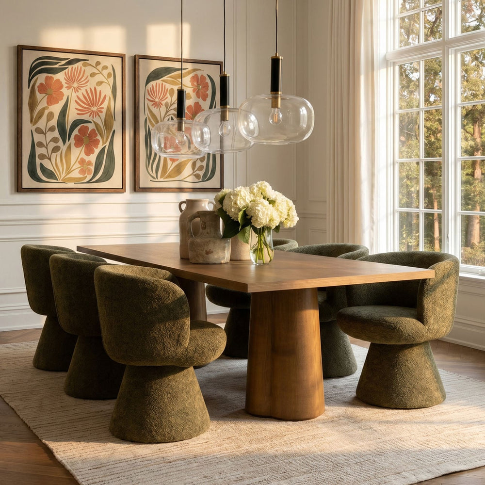 Mira Chenille Dining Chair, Green Woven Chenille, lifestyle view