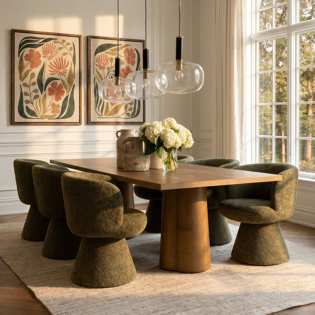 Mira Chenille Dining Chair, Green Woven Chenille, lifestyle view