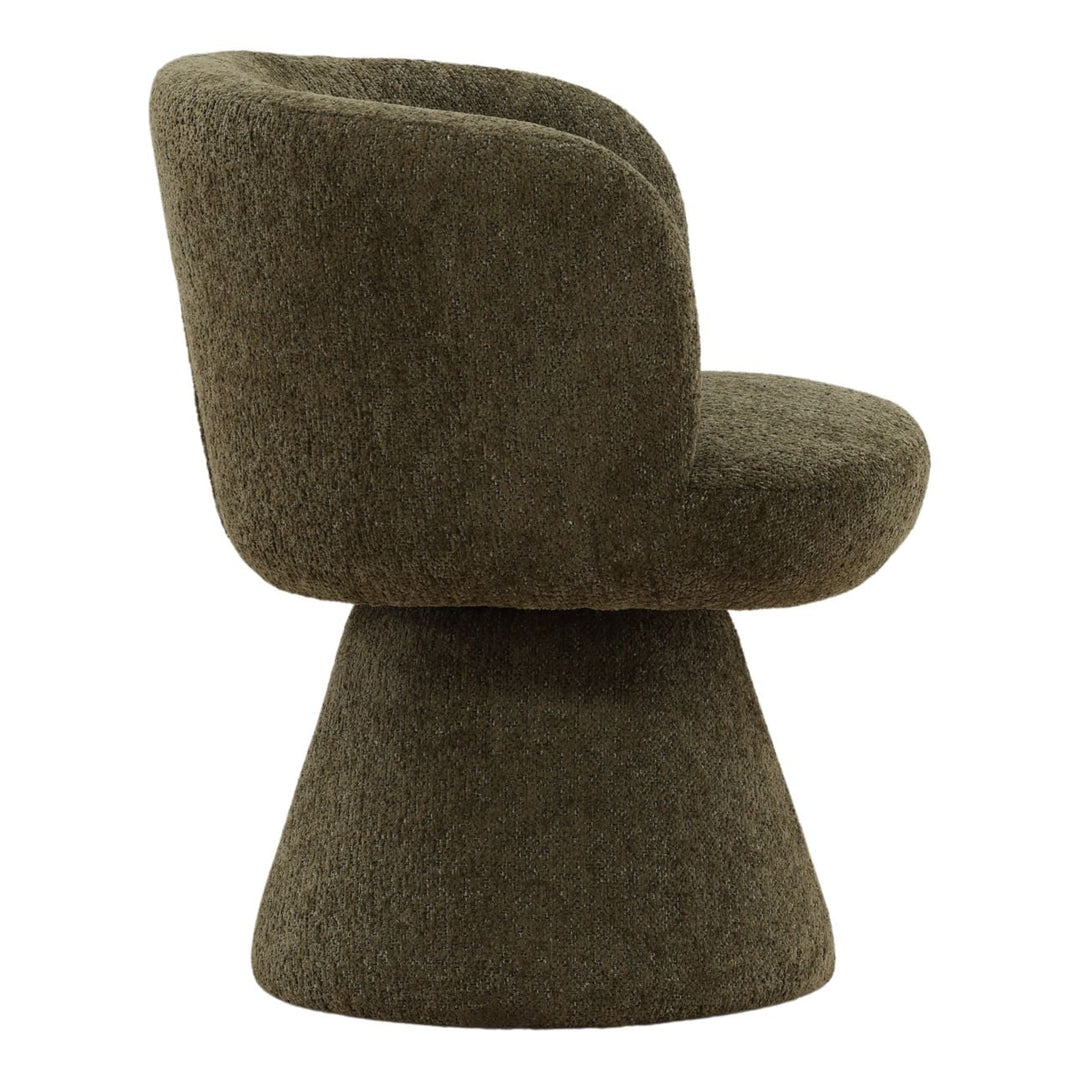 Mira Chenille Dining Chair, Green Woven Chenille, profile view