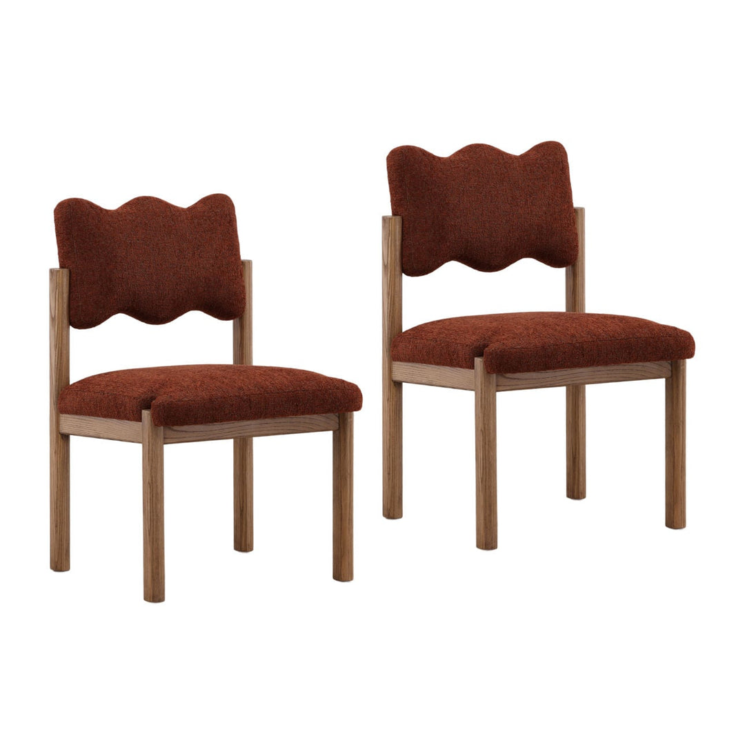 Jada Burgundy Chenille Dining Chairs, Set of 2, three-quarter studio view