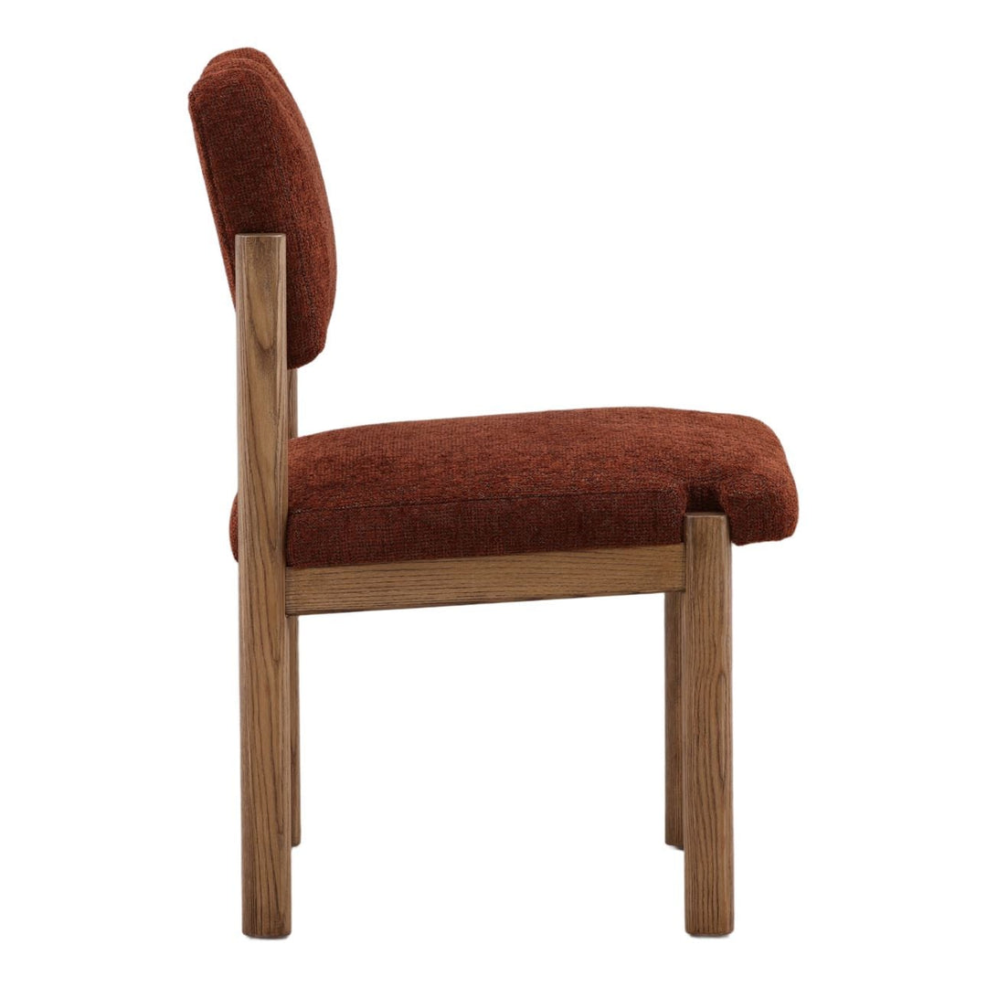 Jada Burgundy Chenille Dining Chairs, Set of 2, profile view