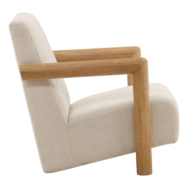 Gabrielle Cream Chenille and Ash Lounge Chair, profile view
