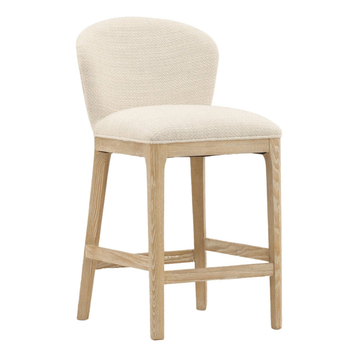 Kaelren Oatmeal Ash Counter Stool, three-quarter studio view